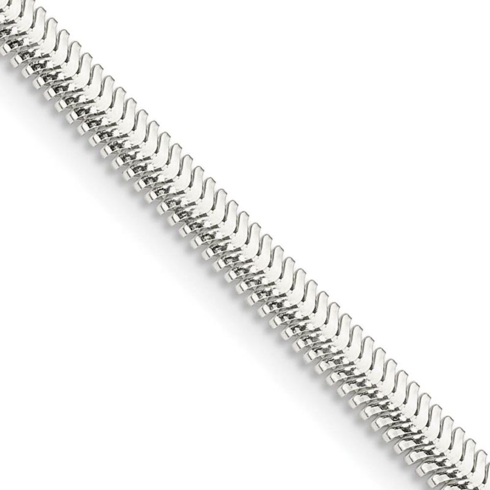 3.25mm Sterling Silver Solid Flat Oval Snake Chain Bracelet, 8 Inch